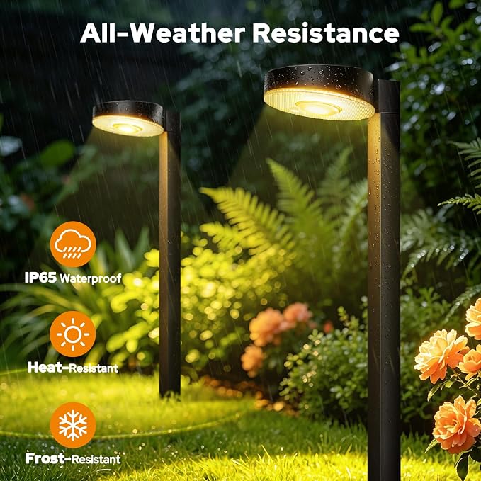 APONUO 12 Pack Solar Pathway Lights Outdoor, 3 Color Temperatures Selectable CCT, Focused Ground Spot Lens, Brighter Up to 12 Hrs IP65 Waterproof Path Lights for Walkway Driveway Yard Garden(Black)