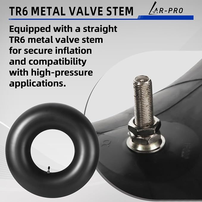 AR-PRO Relacement 25x13-9 Inner Tubes for ATV/UTV, Lawn Tractor, Mowers, Golf Cart, Snow Blowers, and More - with TR6 Straight Metal Valve Stems - Made from Durable Butyl Rubber (2-Pack)
