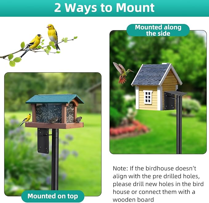 Bird House Pole,102 Inch Heavy Duty Bird Feeder Pole Mount Kit for Outdoors, 5-Prong Base, Splicing Adjustable Feeding Stand Station for Birds Watching,Weather Station (Birds House Not Included)