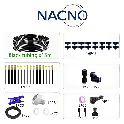 Drip Irrigation System，360° Bendable Drip Irrigation Kit Automatic Irrigation System for Garden, Adjustable Garden Watering Misting System for Greenhouse, Yard, Lawn, Plant(49.21FT)