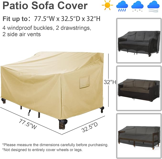 Patio Furniture Covers,Outdoor Furniture Cover Waterproof,Patio Furniture Set Covers for 4 Piece Outdoor Conversation Set,Patio Covers Set-XX-Large (Beige)