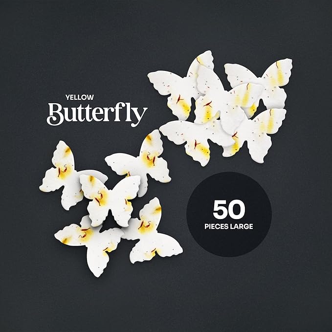 50pcs Large Yellow Butterfly Seed Paper – Writable & Plantable Wildflower, Mom's Gift for Mother’s Day, Use for Wedding, Baby Shower, Party Favors & Easter Decorations