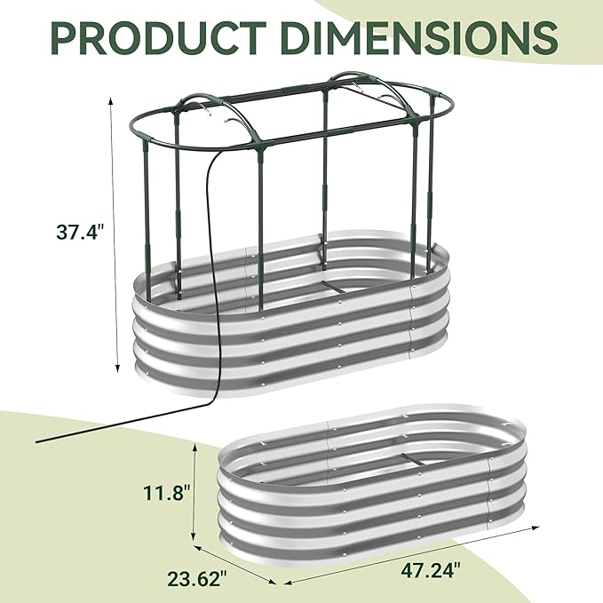 Lineware Raised Garden Bed with Sprinkler Timer and Self-Watering System, 4x2x1 ft Elevated Planter Boxes Outdoor with Mesh Cover, Galvanized Raised Beds for,Vegetables,Flowers, Backyard, Patio