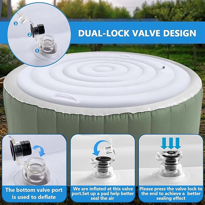 5.4 Ft Inflatable Hot Tub Cover - Energy Saving Lid for Round Hot Tub - Foldable Protective Rain Overflow Cover for Outdoor Inflatable Hot Tubs