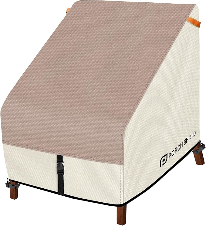 Porch Shield Patio Chair Covers -Waterproof Outdoor Lounge Deep Seat Lawn Chair Cover - 28W x 30D x 28H inch, Light Tan & Khaki