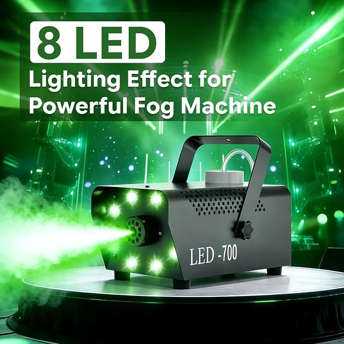 700W Professional Smoke & Fog Machine with 14 Color LED Lights – Wireless Remote Control, Continuous Spray, Durable Design – Perfect for Halloween Weddings Party Event, 2 Pack
