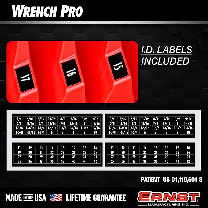 Ernst Manufacturing Wrench Pro - Modular Wrench Organizer for 40 Tools with Magnetic Base - Made in The USA