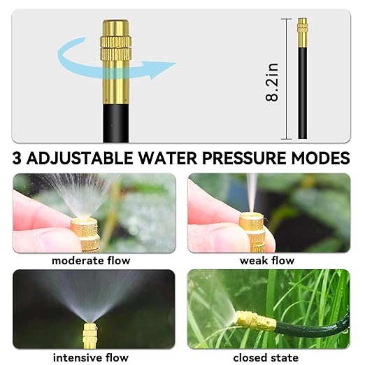 98.4Ft Drip Irrigation System, 360° Bendable Drip Irrigation Kit Automatic Irrigation System for Garden, Adjustable Garden Watering Misting System for Greenhouse, Yard, Lawn, Plant