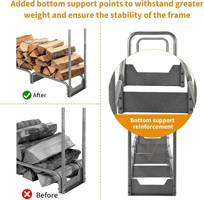 PeakPursuit 8.5FT Firewood Rack with 600d Oxford Waterproof Cover, Heavy Duty Indoor/Outdoor Steel Log Storage Rack - Wood Pile Holder Stacker Organizer for Fireplace, Patio, Fire Pit, Backyard