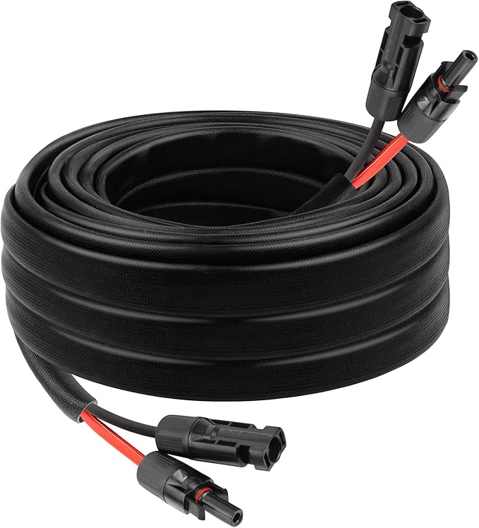 10 AWG Solar Extension Cable 10FT, Flexible Solar Panel Wire with Male to Female Connector Parallel Tinned Copper Wire for Solar Panel, Automotive, RV, Boat, Outdoors
