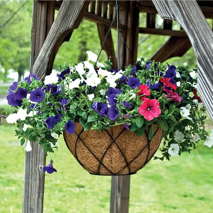 2PCS Hanging Basket Liners Coco Liner 8 Inch Round Coconut Coir Basket for Plants Replacement for Hanging Basket 100% Natural Coconut Fiber Plant Basket Liner for Garden Planter Flower Pot