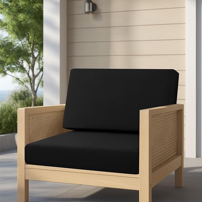 idee-home Outdoor Chair Cushions for Patio Furniture, Outdoor Seat Cushion | Waterproof Hampton Bay Deep Seat Replacement Couch Cushions for Garden Lawn Backyard Deck 30 x 30 Black