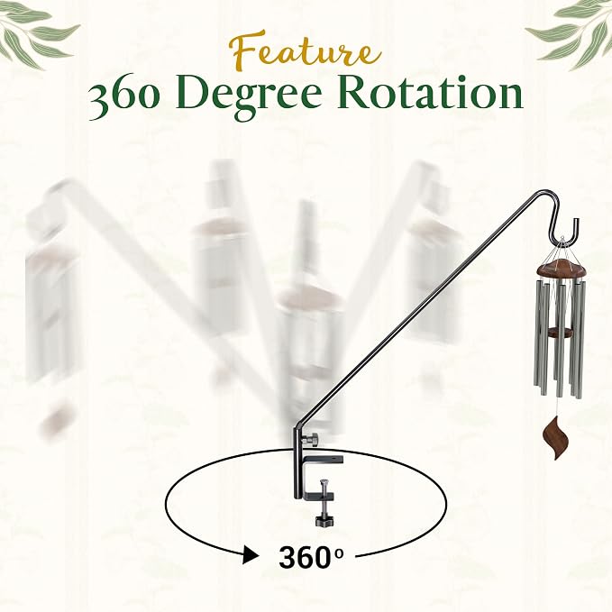 Idzo Deck Bird Feeder Hanger for Railing, 28inch Deck Hook for Bird Feeder Pole, Durable 3 Layers Powder Coated & Sturdy 1 Piece Solid Steel Construction for Hanging Decorations, 2 Pack