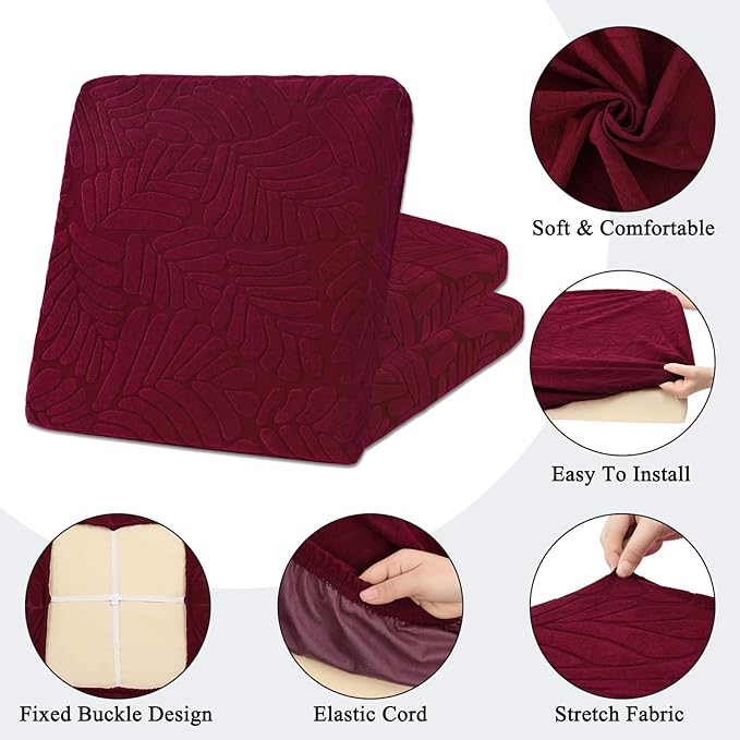 HEBE Stretch Patio Cushion Covers Set 8pcs,Waterproof Outdoor Couch Covers Replacement,Washable Reusable Seat Cushion Slipcovers for Patio Furniture Protector,Chair Cushion Cover