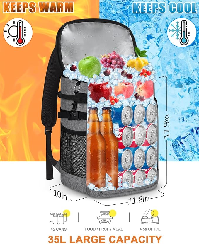 Capolo Cooler Backpack Insulated Waterproof for Women Men,36/45 Cans Lunch Backpack Coolers Leak Proof Soft Cooler Bag Ice Chest for Camping Beach