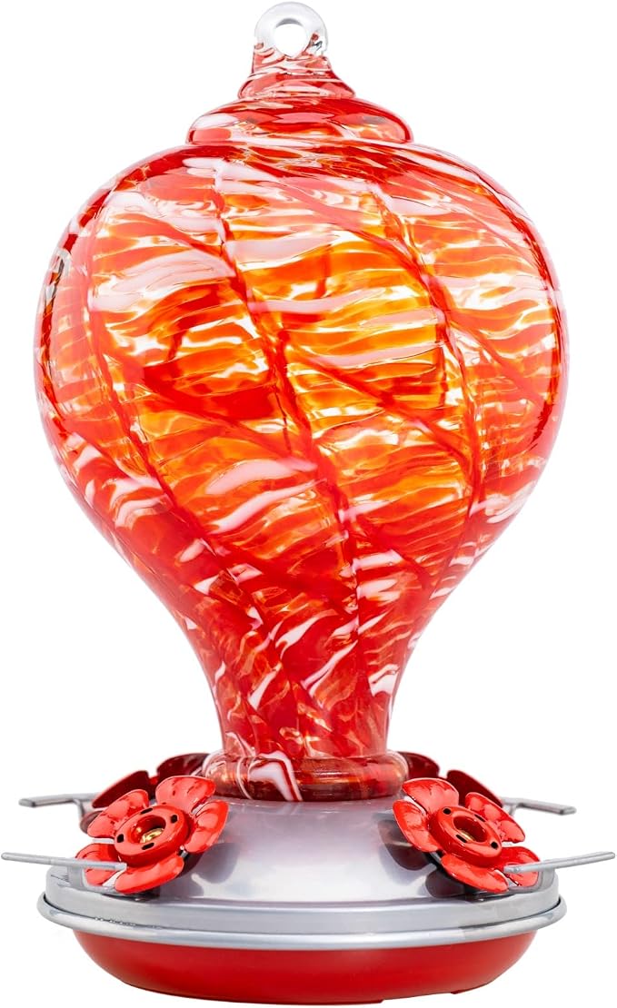Muse Garden Hummingbird Feeders Blown Glass Hummingbird Feeder, Garden Backyard Decor, 32OZ, Lollipop | Muse Garden Hummingbird Feeders Blown Glass Hummingbird Feeder, Garden Backyard Decor, 32OZ, Lollipop