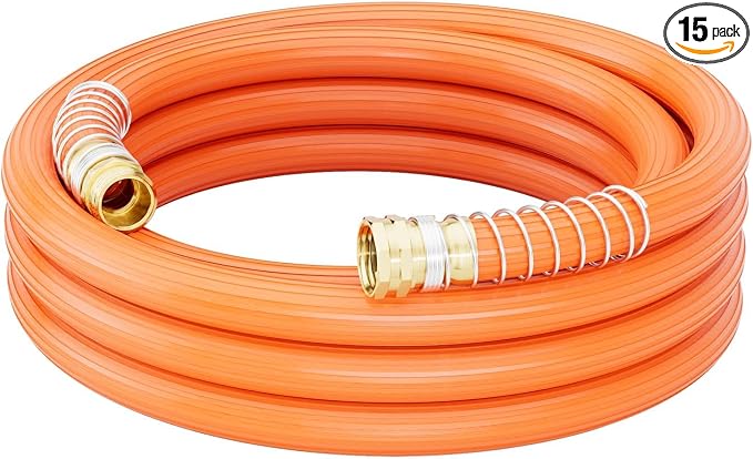 SPECILITE 3/4'' Heavy Duty Rubber Garden Hose 15FT, 1300psi Burst, 450psi Working, Hot/Cold Water Hose, -50℉ -170℉, 5 Layered Pipe, UV Resistant, 3/4" Brass Fittings for Outdoor, Agriculture