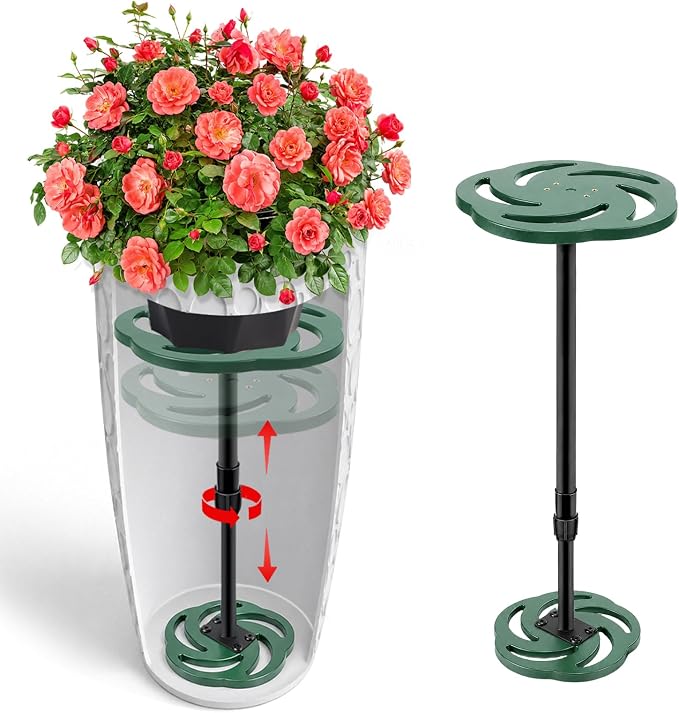 Axcoix Adjustable Height Plant Risers for Inside Pots, 17.5-32" Plastic Planter Inserts for Large Pots, Pot Fillers for Tall Square Round Taper Planters (6" 8" 10" Base or Top)