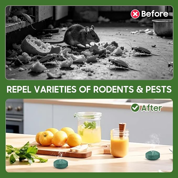 ZAYMAN Mouse Rodent Repellent, 32 Pack Peppermint Lemon Oil Mice Repellent for Squirrel Rats Spider Pest Control Indoor & Outdoor, Mice Deterrent Replace Trap Poisoning Family & Pet Safe