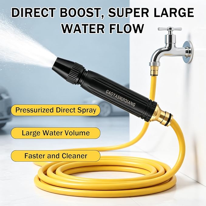 2pcs Heavy Duty High Pressure Hose Nozzle, Home High Pressure Car Wash Water Gun, Pressure Car Wash Water Gun with Booster Nozzle And Hose, Pressure Washer Hose Attachment for Plant Watering Lawn Car