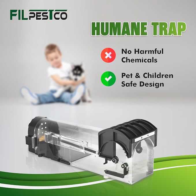 Humane Mouse Trap, Live Rat Traps Indoor for Home, 4 Count