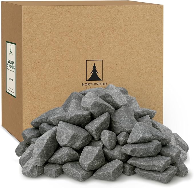 Northwood Sauna - Sauna Stones - Authentic Diabase Sauna Heater Rocks from Germany - Superior Heat & Steam - 2-4 Inches (5-10 cm), 45 Pounds (20 kg)