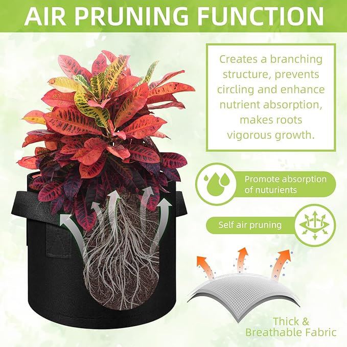40-Pack 10 Gallon Grow Bag, Non-Woven Fabric Pots with Handles, Garden Planting Bag for Potatoes, Carrots, Tomatoes and Other Vegetables, Fruits