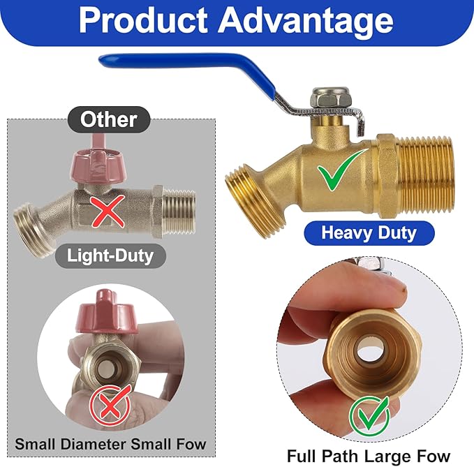275-330 Gallon IBC Tote Hose Adapter,3-Size IBC Tote Adapter, 2.44" Fine、2 "Fine, and 2" Coarse Thread,3/4" Male NPT Inlet ×3/4" Male GHT Brass Hose Faucet Garden Hose Connector