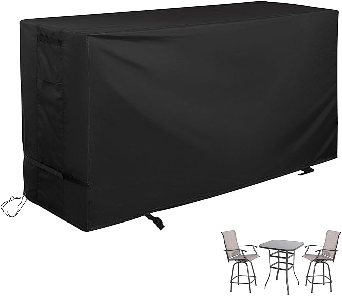 Bar Height Patio Set Cover, Outdoor Bistro Set Cover for High Top Bar Table and Chairs/Outdoor High Stool Bistro Set, Furniture Set Cover for High Top Patio Set of 3 Pieces