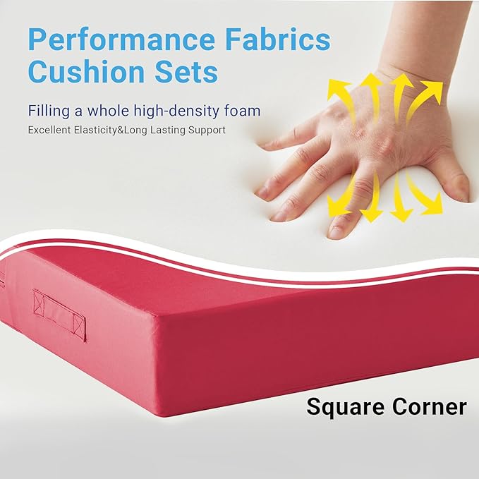 IPYNBAP Outdoor Cushions for Patio Furniture,Outdoor Seat Cushion Set 24 x 24 x 5.75 Inch,Waterproof & Fade Resistant Outdoor Chair Cushions,Deep Patio Chair Cushion with Removable Cover,Burgundy