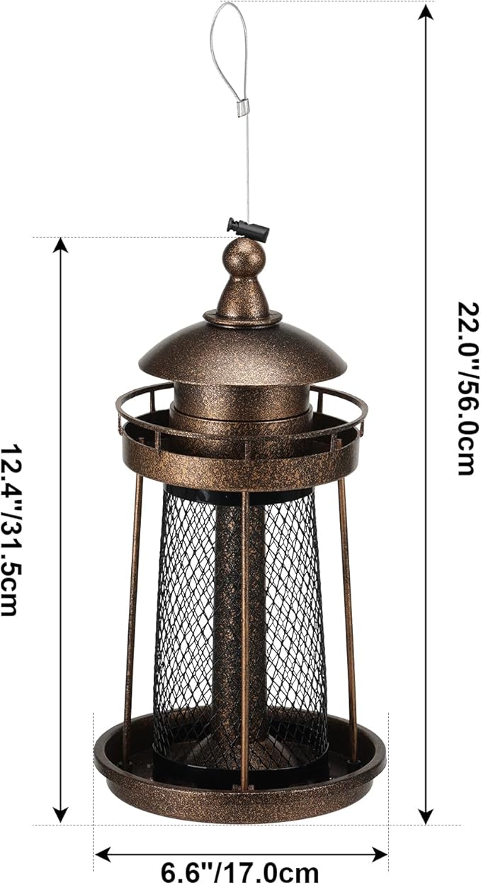 Lavezee Bird Feeder for Outdoors, Large Capacity Hanging Bird Feeders for Outside Wild Birds Hummingbird Parrot, Bronze