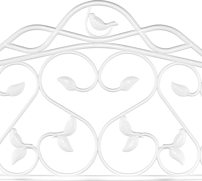 Evelyne Decorative Garden Border Plastic Edging – PP Plastic, Short Metal-Free Faux Wrought Iron Leaf & Bird Design, 8pcs Yard Landscaping Fence Liner Lawn Edge Barrier, 10ft Kit of Decorative Panels