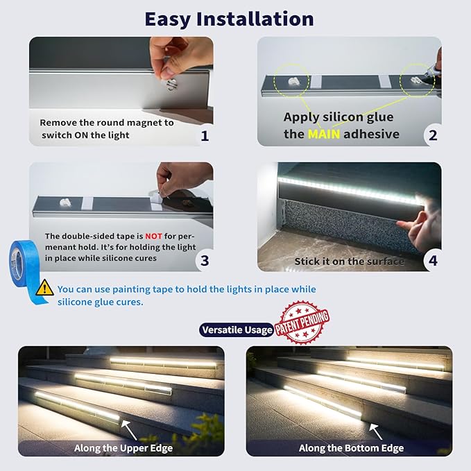 SHONELIGHTING Solar Step Lights for Outside, 33 Focused-Beam High-Brightness LEDs, Waterproof Aluminum Outdoor Stair Light for Risers, Curbsides, Poolsides, Planter Edges (Warm White, 1Pack)