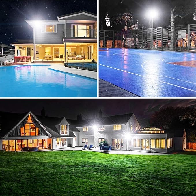 XYCN 3 Pack 100W LED Flood Light, IP66 Waterproof Outside Flood Light, 11500LM Super Bright Outdoor Security Lights, 5000K Daylight White Floodlight for Yard Garden Playground Basketball Court Patio