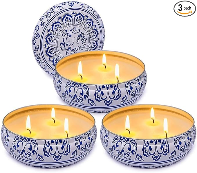 3 Packs Citronella Candle Outdoor, Large 3-Wick 13.5oz Lemongrass Scented Natural Soy Wax Long Burning Candles for Outside Patio Porch