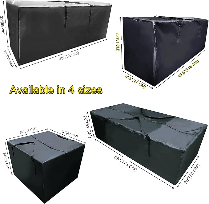 Outdoor Cushion Storage Bags 68 * 30 * 20 Inch, Upgrade Outdoor Patio Cushion Storage Bag, Pillow Storage Bag with Durable Handles 3 Pack