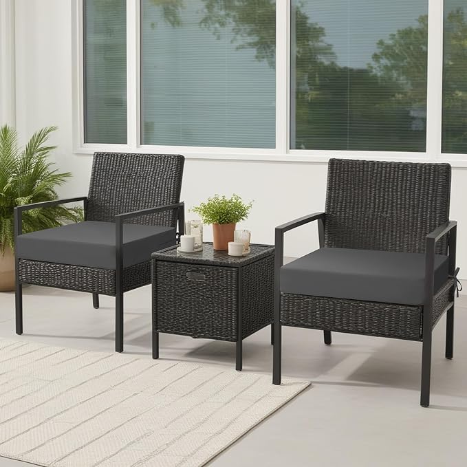 idee-home Outdoor Chair Cushions for Patio Furniture, Outdoor Seat Cushion | Waterproof Hampton Bay Deep Seat Replacement Couch Cushions for Garden Backyard Deck 24 x 26 Dark Grey
