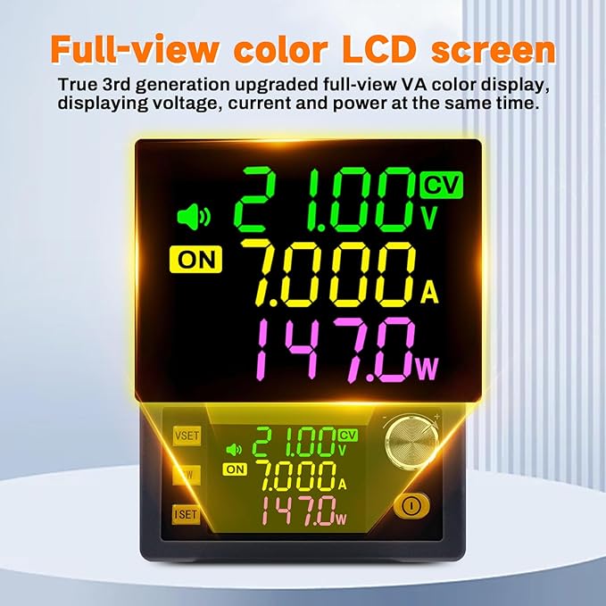 ZPSHYD Buck Boost Converter, 150W 0-36V 7A Adjustable CNC DC Power Supply with MPPT Solar Charging, Color LCD & 10 Memory Groups for Lab, EV, Camping, XY-SK150