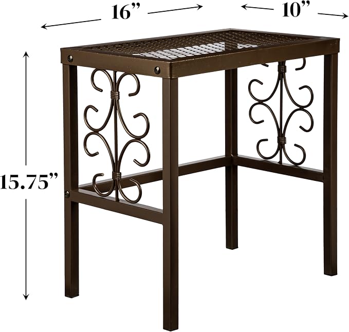 Evergreen Garden Nesting Plant Stands Indoor/Outdoor, Metal Plant Stand for Patio, Porch, Garden, Corner Plant Stands for Indoor Plants (Montebello, Set of 2)