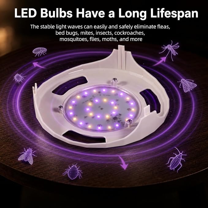 4 Pack Flea Traps for Inside Your Home,Type-C Powered Flea Trap Indoor with Dual Light 30 LED Lights, Indoor Flea Control Device & Bug Light Trap,16 Sticky Pads Refills for Bed&Living Room