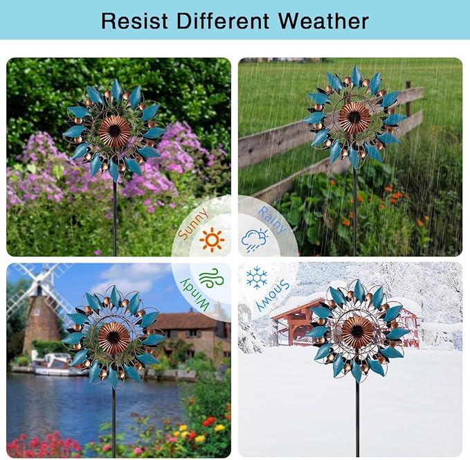 Stargarden Metal Wind Spinner, 13.7" Dia Outdoor Wind Spinners, Kinetic Garden Art & Outdoor Decoration for Yard