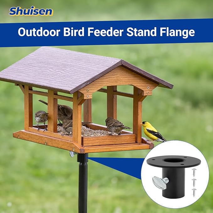 1202 Pole Mount Flange Compatible with Birds Choice, Suitable for 1-inch Poles, Bird Feeder Pole Mounting Flange, Black
