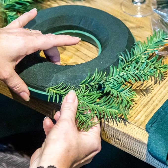 3Pcs Floral Foam Rings 10 Inch Round Floral Wet Foam Ring Foam Ring Flower Arrangement Kit for Florist Wedding Foam Decoration, Green