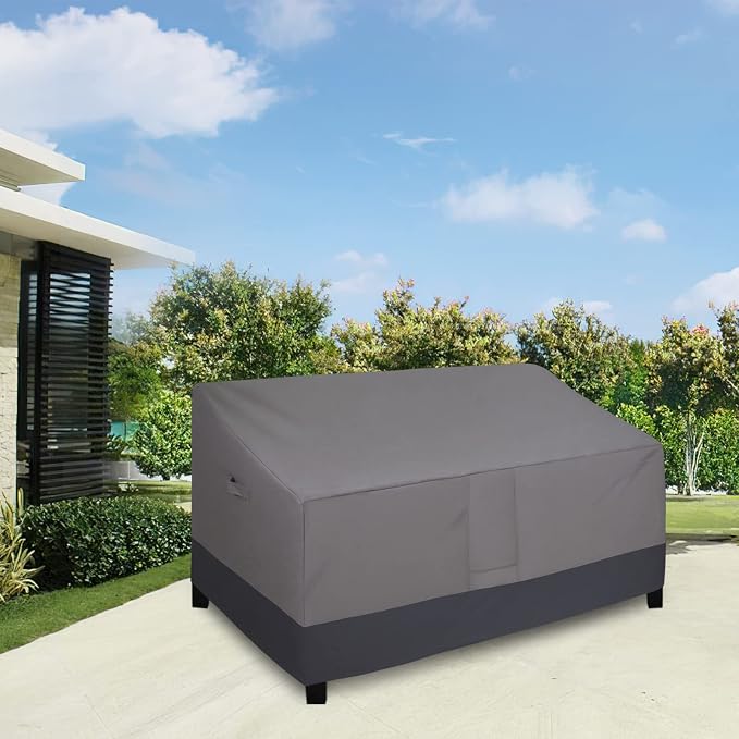 Easy-Going Waterproof Outdoor Loveseat Cover, Heavy Duty 2-Seater Patio Couch, Windproof Furniture With Air Vent (90Wx35Dx32H inch, Gray/Dark Gray)