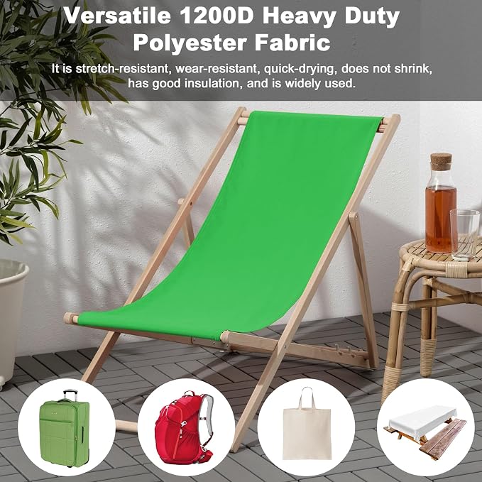 Thickened Waterproof Canvas Fabric by The Yard, 1200D 58" W Outdoor Upholstery Material Heavy Duty Fabric Water Resistant Sewing Material for Chair Patio Cushion Purse Bag, 6 Yard Green
