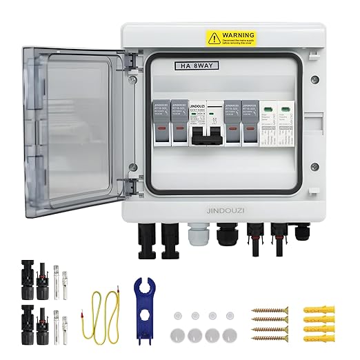 2 in 1 Out Solar Combiner Box,PV Combiner Box with 20A PV Fuse,DC 40A Circuit Breaker and Surge Protector,IP65 Solar Disconnect Switch Box for Indoor Outdoor Solar Panel System (2 in 1 Out 20A 500V)