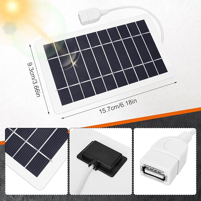 USB Solar Panel Charger,2pcs Portable Solar Panel Kit for Camera, Cell Phone Charging, Camping, Hiking, Outdoor Travel 5V 5W