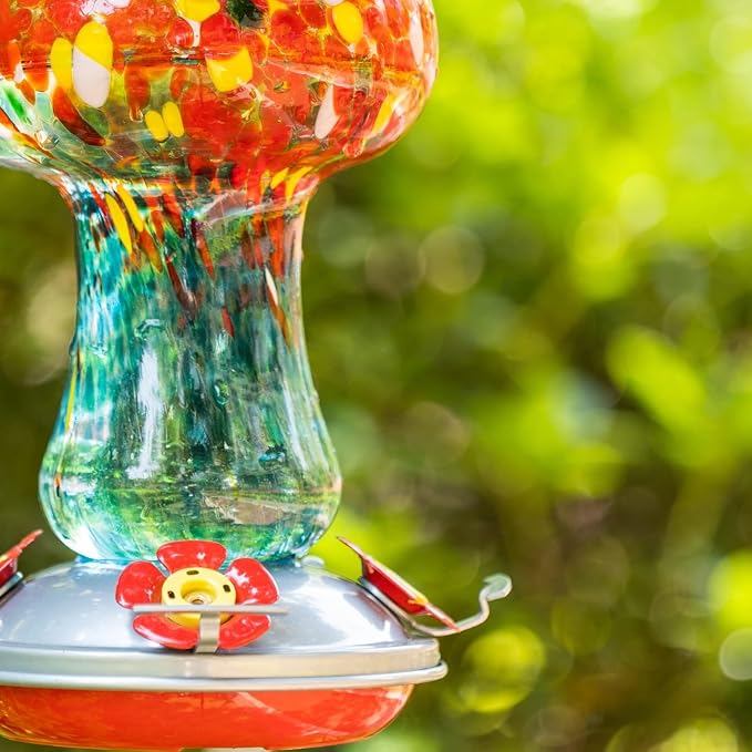 Muse Garden Gifts for Women Hummingbird Feeders for Outdoors Hanging Ant and Bee Proof, Blown Glass Hummingbird Feeder with Ant Moat, Christmas Gardening Gifts for Women Mom, 28OZ, Ocean Sunrise | Muse Garden Gifts for Women Hummingbird Feeders for Out...