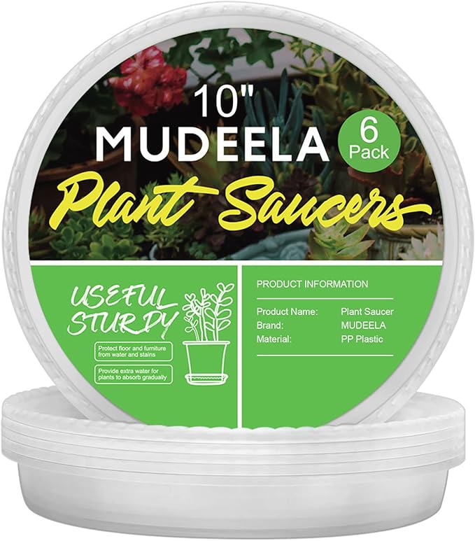 MUDEELA Plant Stand Black 2 Pack 2 Tier and 10" Plant Saucers 6 Pack