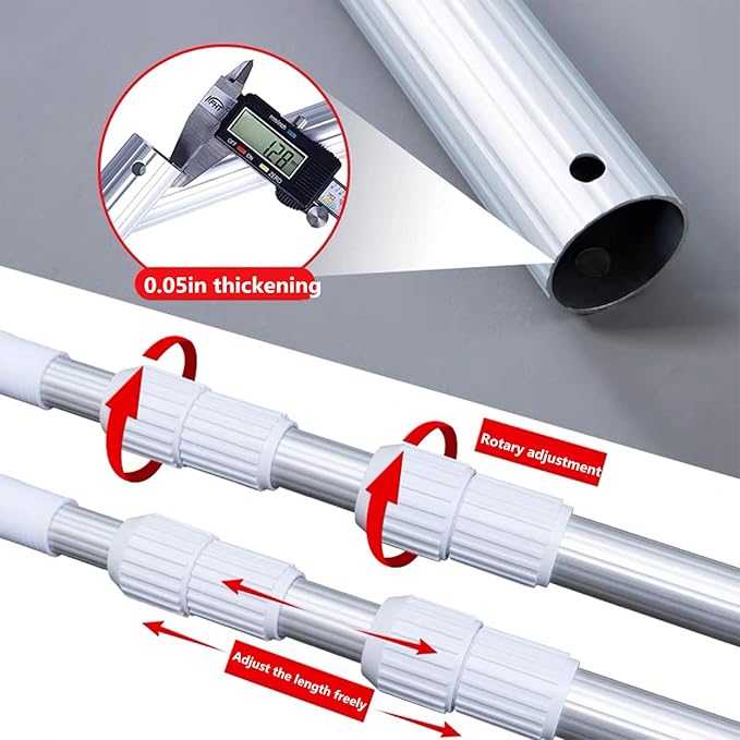 Pool Pole- Professional 9-Foot Telescopic Pool Cleaning Rod,Pool Rod Adjustable Telescopic Rod, Used for Cleaning Nets, Brushes, Vacuum Heads (9-feet)